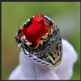 thumbnail image 4 of Retro Handmade Turkish Signet Rings for Men Ancient Silver Color Carved Ring Mystic Zircon Inlay New Punk Motor Biker Ring, 4 of 5