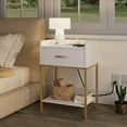 thumbnail image 3 of Masupu Nightstand with Charging Station,3-Tier Modern Bedside Night Stand with Storage Drawer and Shelf,Small End Side Table for Bedroom,Living Room,White, 3 of 7