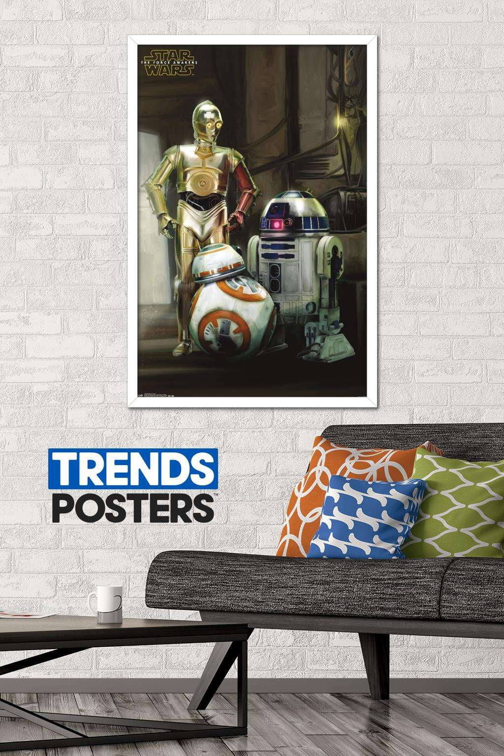 Star Wars: The Force Awakens - Droids Wall Poster, 22.375" x 34", Framed