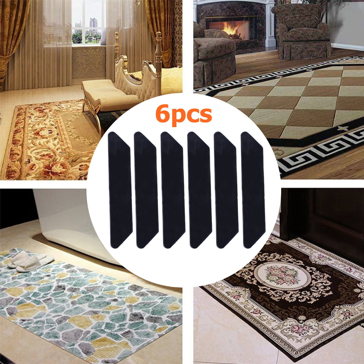 Rug Grippers Pad 6pcs Renewable, Stop Rugs Slipping On Wooden Floors