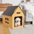 thumbnail image 5 of Small Indoor Dog House or Cat Bed, Cozy Wooden Design with Air Vents and Elevated Floor Warm Dog Cave, 5 of 5