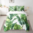 thumbnail image 2 of Feelyou Green Tropic Leaves Bedding Comforter Set 7 Pieces, Watercolor Plant Full Bedding Set, Summer Botanical Theme Reversible Fitted Sheet Flat Sheet, Ultra Soft Bedroom Decor, 2 of 8