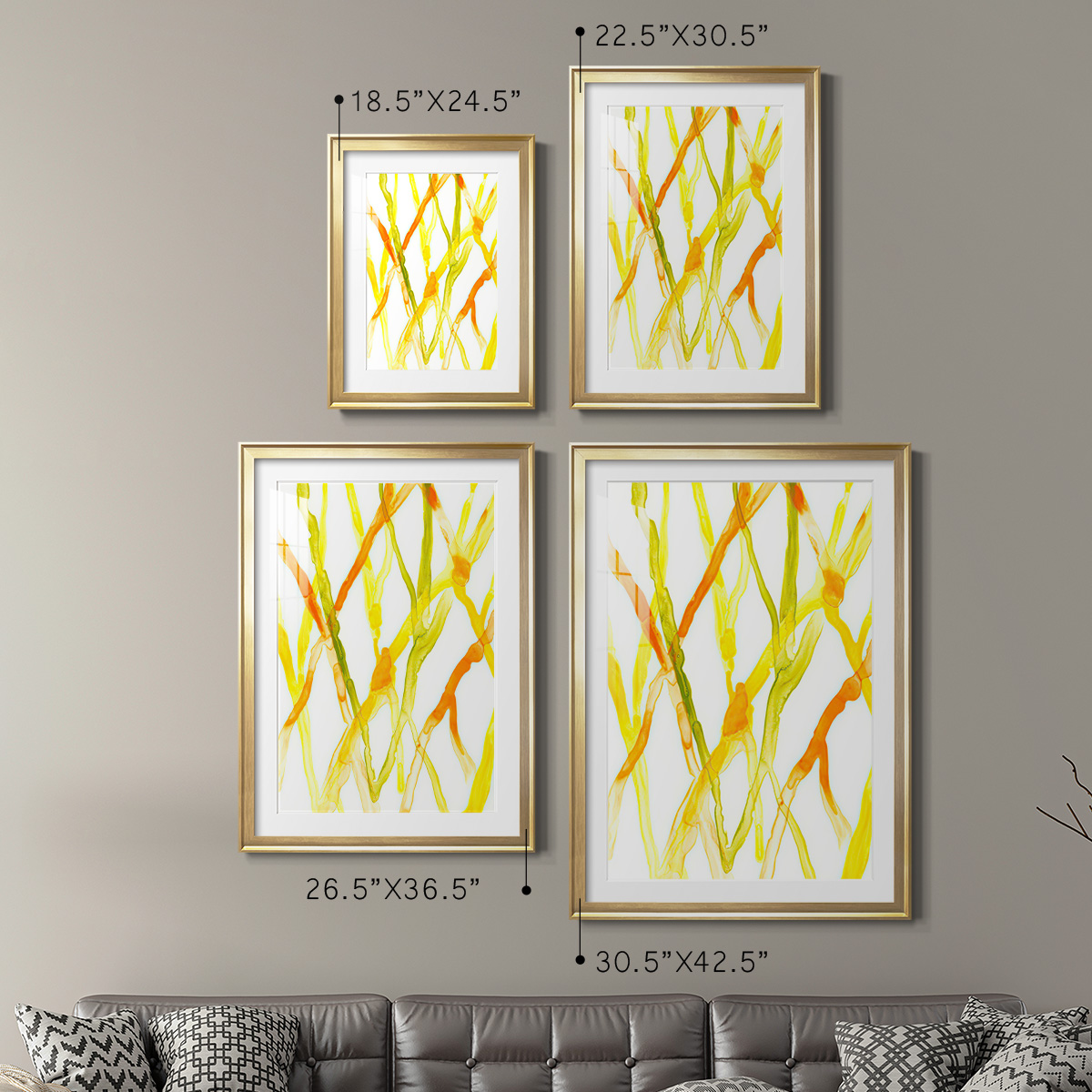Wexford Home Runnel III Premium Framed Print, 26.5" x 36.5" - Ready to Hang, Gold (Set of 2)