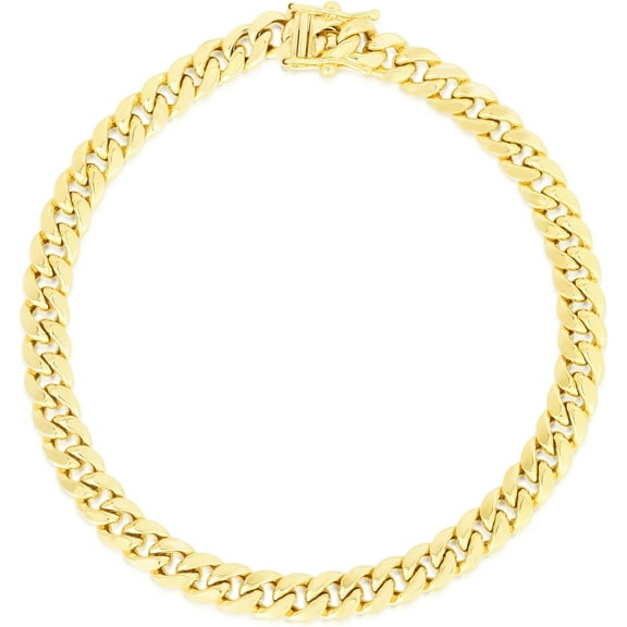 Floreo 14k Yellow Gold 5mm Semi-Lite Miami Cuban Chain Bracelet