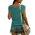 thumbnail image 2 of Summer Sleeveless Women Solid Color V-Neck Casual Shirt Tops, 2 of 3