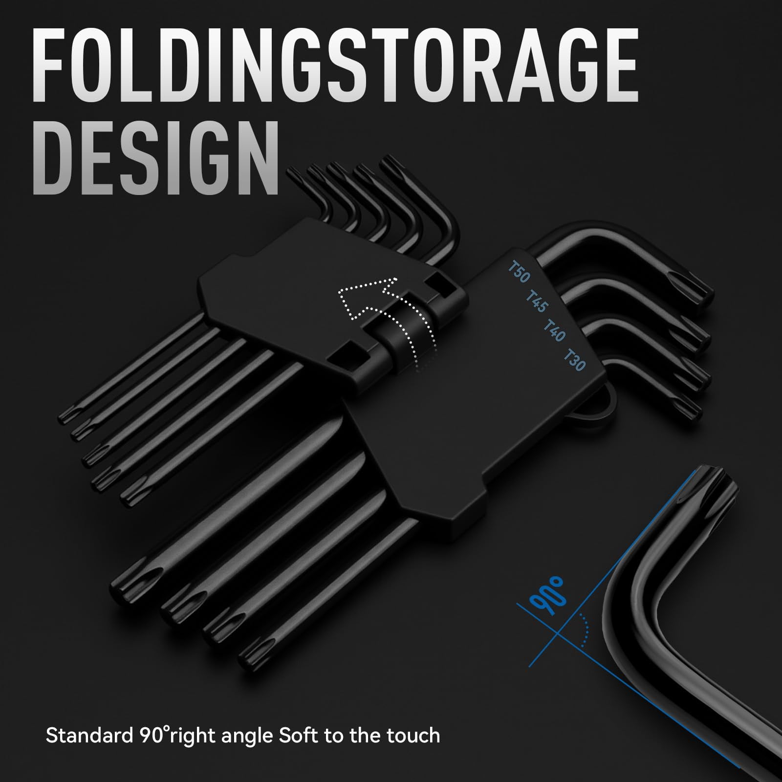 36pc Allen Wrench Set  Sae & Metric Hex Key Torx Star Long Arm Ball Head Design With T-handle Heat Treated Chrome Vanadium Steel
