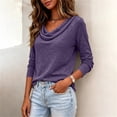 thumbnail image 5 of Lenpel Womens Fall Tops Dressy Cowl Neck Long Sleeve Blouses Loose Business Casual Shirts Solid Color Pullover Tops, 5 of 6