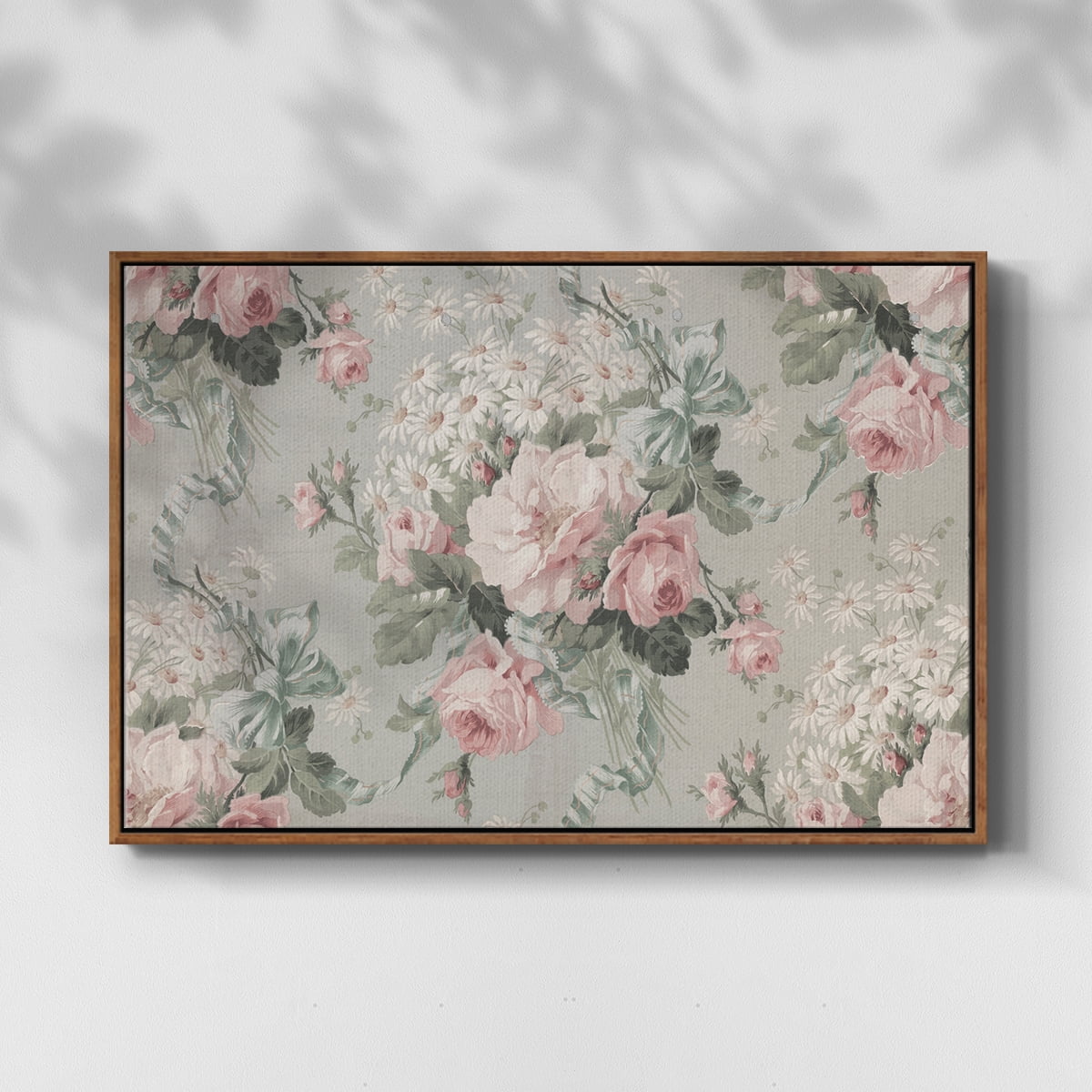 Vintage Abstract Print-XIV Framed in Walnut Wood Gallery Wrapped Canvas 25 in. x 37 in.