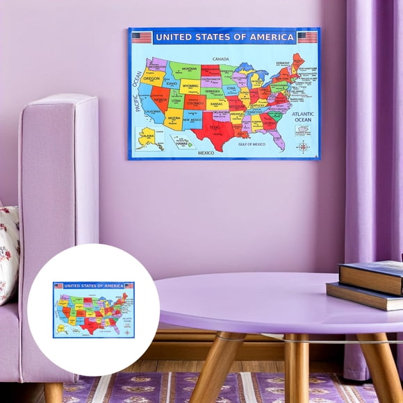 Mobutofu Usa Map for Wall with Detailed State Labels and High Definition Printing for Home Use