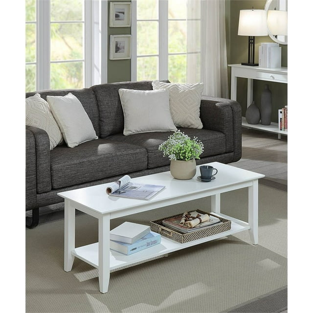 Convenience Concepts American Heritage Coffee Table with Bottom Shelf, White
