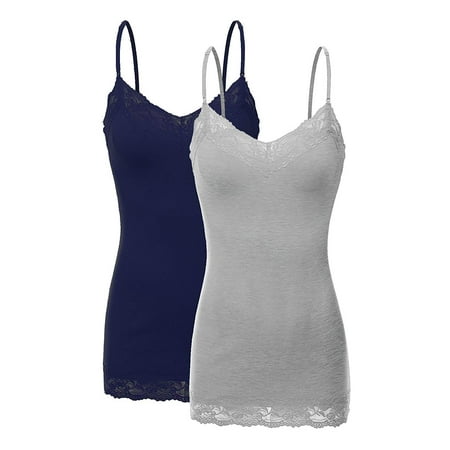 

Women s Junior and Plus Adjustable Spaghetti Strap Lace Tim Cami Tank Top