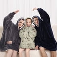 thumbnail image 5 of Beige Leaf Butterfly Pattern Blanket Hoodies for Kids 6-13YR Oversize Wearable Blanket Hoodies for Boys Girls Teens, 5 of 7