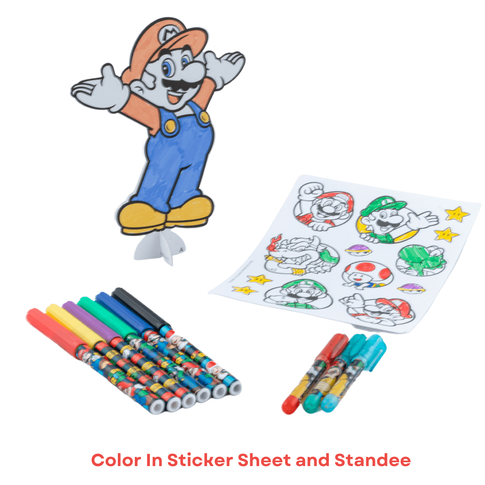 Super Mario Kids Art Supplies Gel Pens Markers Stickers with Hard Travel Carry Case