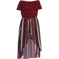 thumbnail image 1 of BluNight Collection Little Girls 2 Ways Ruffle Hi Lo Maxi Skirt Romper Belt Jumpsuit Romper USA 4-14, 1 of 4