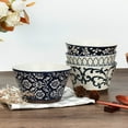thumbnail image 4 of E-Greetshopping Japanese Ceramic Cereal Bowls Set of 4, 5 inch Vintage Blue Soup and Dessert Bowls, 4 of 14
