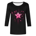 thumbnail image 4 of asdoklhq Valentine's Day Graphic Tees Women Day Printed 3/4 Sleeve Crew Neck Fashion Pullover Tops T-Shirt Black 2X, 4 of 5