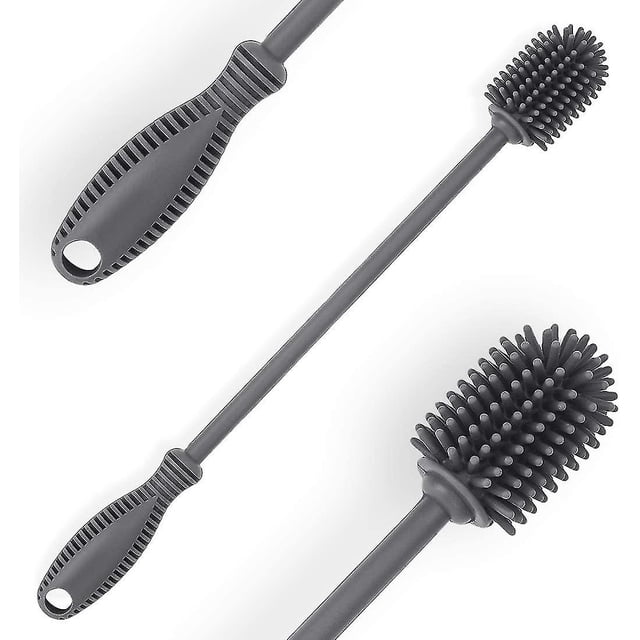 Silicone Bottle Cleaning Brush With Long Handle, 12.5" Water Bottle Cleaner For Baby Bottles, Hydro Flask, Sports Bottle, Vase, Glassware, Perfect For