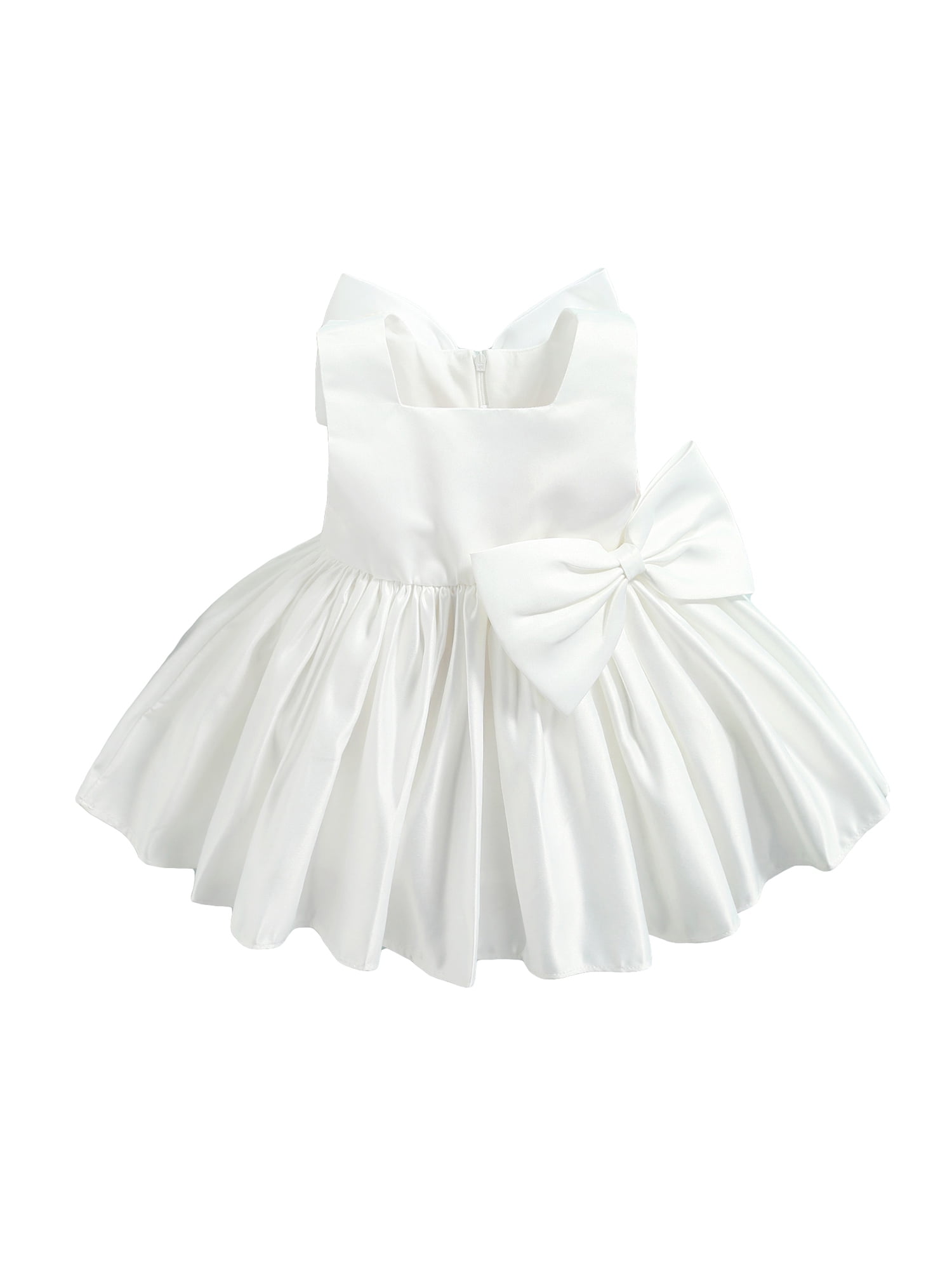 Infant Baby Girl Satin Formal Dress Bowknot Princess Birthday Pageant
