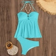 thumbnail image 4 of Summer Saving Clearance! Plus Size Bathing Suit for Women Solid Color Fashion Sexy No Buckle Adjustable Backless Bikinis Sets Swim Top with Shorts, 4 of 7