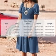 thumbnail image 4 of ClodeEU Women's Square Neck Puff Sleeve Denim Midi Dress,Casual Smocked Waist A-Line Sundress Blue,Women's Plus L, 4 of 9