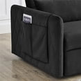 thumbnail image 2 of 55" Convertible Sleeper Sofa Bed with 2 Pillows and 2 Detachable Pockets, Modern Velvet Upholstered Loveseat Sofa Couch with Pull Out Bed and Adjustable Backrest for Living Room Office, Black, 2 of 7