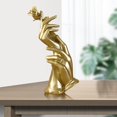 thumbnail image 4 of Statue Hand-Held Rose Desktop Modern Living Room Study Home Decoration Resin Sculpture Figurines Birthday Ornament Wedding Gift Rose Golden, 4 of 8