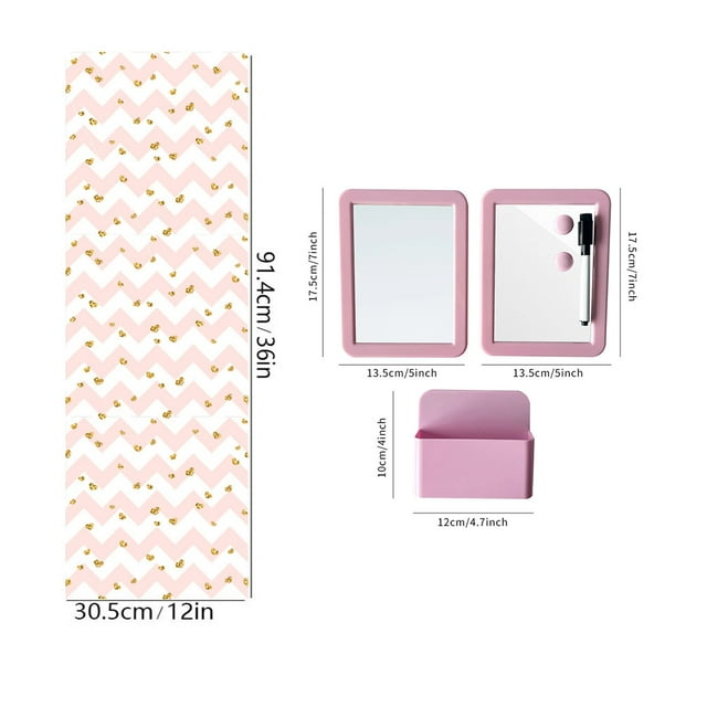 Xihbxyly Despacho de Almacén La Decoración de Los Casilleros En El Incluye Papel Tapiz Magnético para Casilleros, Espejo Magnético, Pizarra Blanca con Rotulador y Recipientes para Bolígrafos.