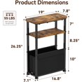 thumbnail image 2 of Side Table, 3-Tier Modern End Table with Fabric Basket, Skinny Bedside Table, Thin Nightstand for Bedroom Living Room, Rustic Brown, 2 of 5