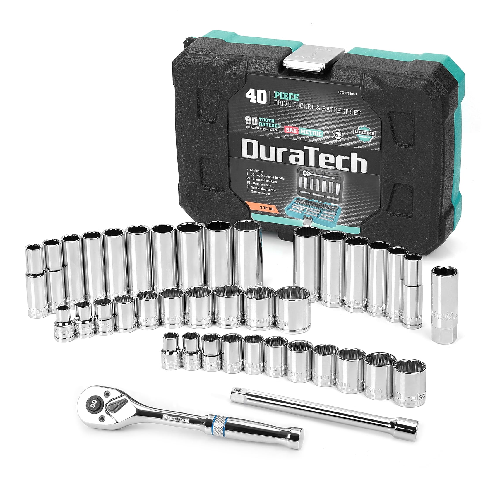 72-Teeth Ratchet With Metric & SAE Socket TACKLIFE 46pcs 3/8'' Drive Socket Set 