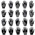 thumbnail image 1 of XMASIR Kit de plantilla de tatuaje de henna/plantilla de tatuaje temporal, juego de 20 hojas de pegatinas de tatuaje árabe indio, plantillas Mehndi para arte corporal de mano, 1 of 8