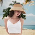 thumbnail image 4 of Sun Visor Hats for Women Wide Brim Straw Beach Hat Ponytail Open Top Packable Sun Hat Women Foldable Summer Travel Beach Hats for Women, 4 of 11