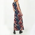 thumbnail image 3 of Mother'S Day Outfit For Women, 4Th Of July Dress Casual Cotton Sleeveless Round Neck American Flag Ruffle Flowy Long Tank Sleeve Velvet Dress Women Linen 2024 Dress (XXL, Navy) ZMTing, 3 of 5