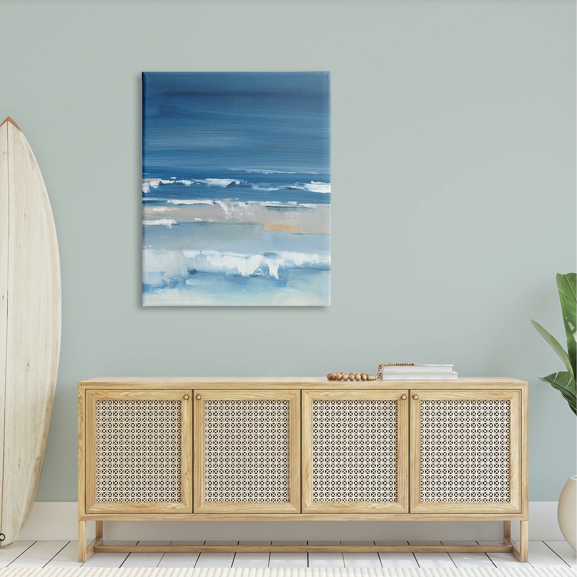 Stupell Industries Rolling Beach Waves Foamy Shoreline Painting Gallery Wrapped Canvas Print Wall Art, Design by Ethan Harper