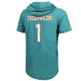 thumbnail image 3 of Men's Majestic Threads Tua Tagovailoa Aqua Miami Dolphins Player Name & Number Tri-Blend Slim Fit Hoodie T-Shirt, 3 of 3