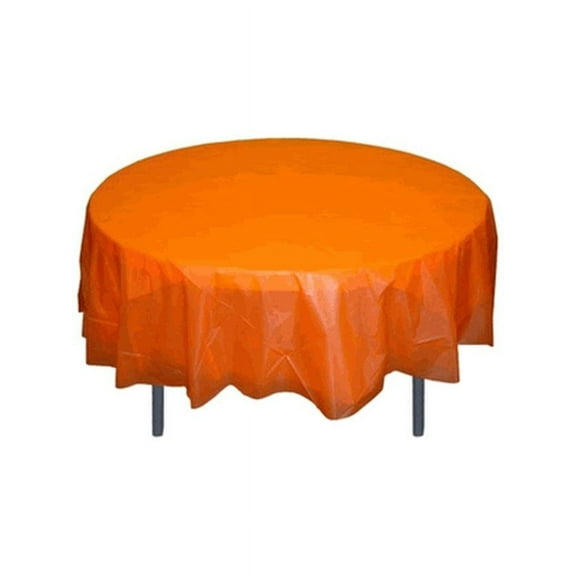 Party Source *12 Count* Orange Plastic 84" Round Tablecloths