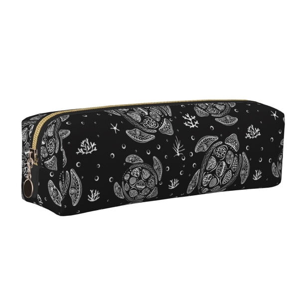Easygdp Turtle para Estuche de Lápices de Cuero, Estuche de Papelería de Cuero, Estuche de Gran Capacidad con Cremallera