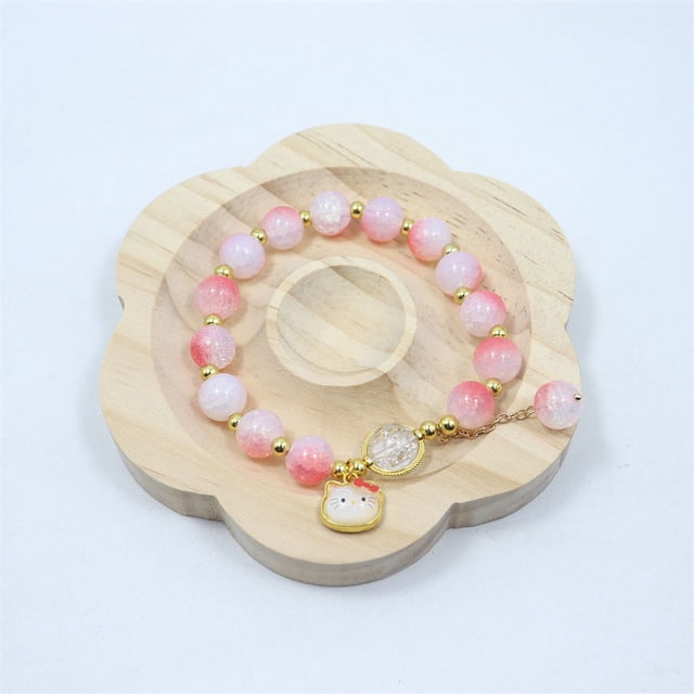 Nueva pulsera con degradado de dos colores para mujer, pulsera con dibujos de panda de cristal de hielo, conejo de Sanrio Kulomi
