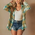 thumbnail image 6 of Womens Flannel Plaid Shirts Oversized Button Down Shirts Blouse Tops Green L EO633, 6 of 9