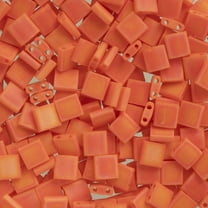 Miyuki Tila Beads 5x5mm 2-Hole TL406FR Coral Opaque Matte AB, 5.2Gms Vial