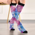 thumbnail image 5 of FORMRS Womens Knee High Socks Casual Long Thick Travel Daily Wear, 2 Pairs, Watercolor Blue Marble Pattern, 5 of 6
