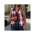 thumbnail image 2 of Zynoxe Women's Plaid Vests With Side Pockets Fashion Zip Up Vests for Women Classic Stand Collar Sleeveles Jackets Soft Lightweight Fall Winter Casual Gilet Jacket 2XL, 2 of 7
