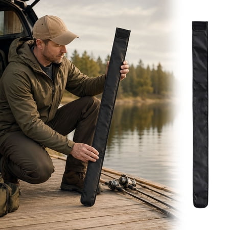 Nnndbs Fishing Rod Protective Sleeve Nylon Case Scratch Proof Rod Cover Protector for Spinning Baitcasting Rods Lightweight Travel Storage Sock