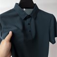 thumbnail image 4 of Men's Polo Shirt, Quick Dry Short Sleeve Golf Shirt, Beer Belly Collared Textured Shirt, Button-Up Collar, Elastic Knit Material, Lightweight and Breathable, Solid Color Casual and Sports Wear, 4 of 8