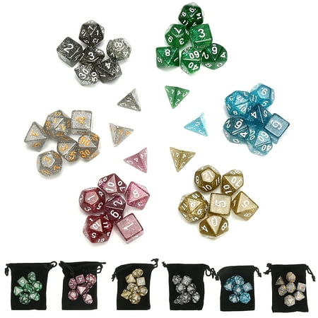 Mrosaa D&D Dice Sets, 6 Sets Polyhedral Dice Sets with Drawstring Bag for RPG, Dungeons and Dragons, Rolling