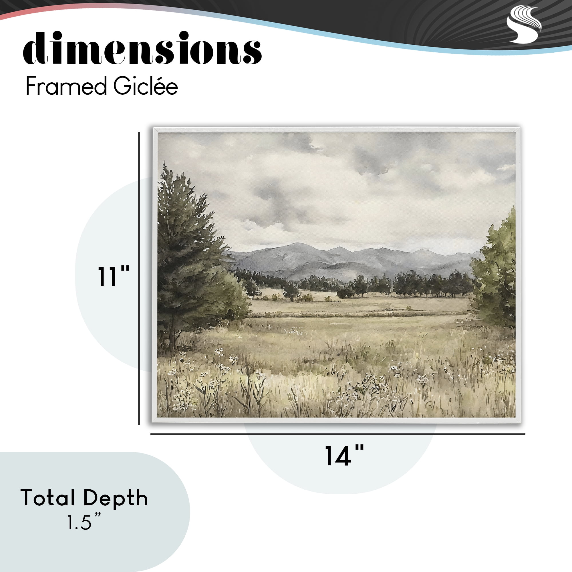 Stupell Industries Muted Mountain Meadow White Framed Giclee Art, design by Riley B