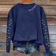 thumbnail image 4 of SYMOID Womens Navy Christmas Light Festive Sweatshirt - 100% Polyester Merry Lettering, Long Sleeve Loose Fit Holiday Crewneck Casual Wear,Size S, 4 of 5