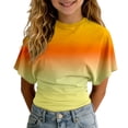thumbnail image 4 of Girls Tshirts Summer Tops Short Sleeves Solid Color Tees Casual Crew Neck Basic Tees for Kids Yellow 11-12years, 4 of 6