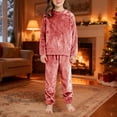 thumbnail image 4 of LIJCC Boys' Girls' Coral Fleece Clothes Set Sweatshirt Top and Pants Winter Warm Soft Fuzzy Homewear Sleepwear Tops(Watermelon Red,9-10 Years), 4 of 4