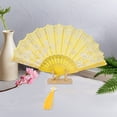 thumbnail image 4 of Unique Bargains Tassel Folding Fan 1 Pc for Weddings Parties Yellow, 4 of 5
