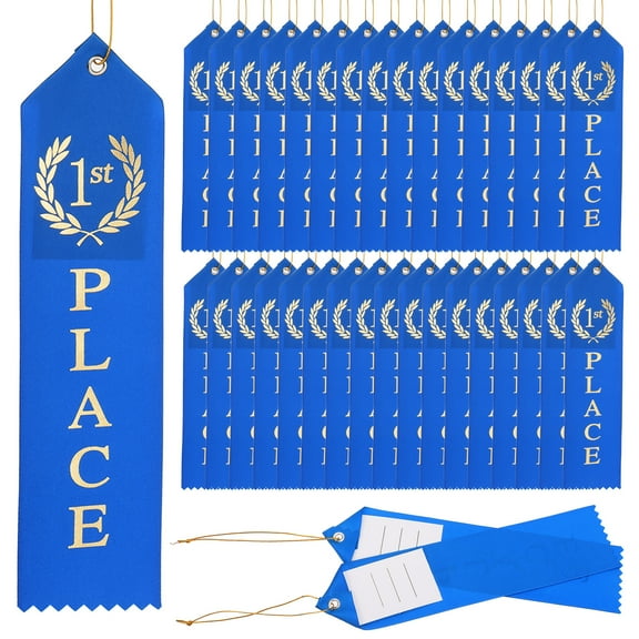 Uxcell Award Ribbon Prize Medal Ribbon with Event Card and Rope for Special Occasions Blue